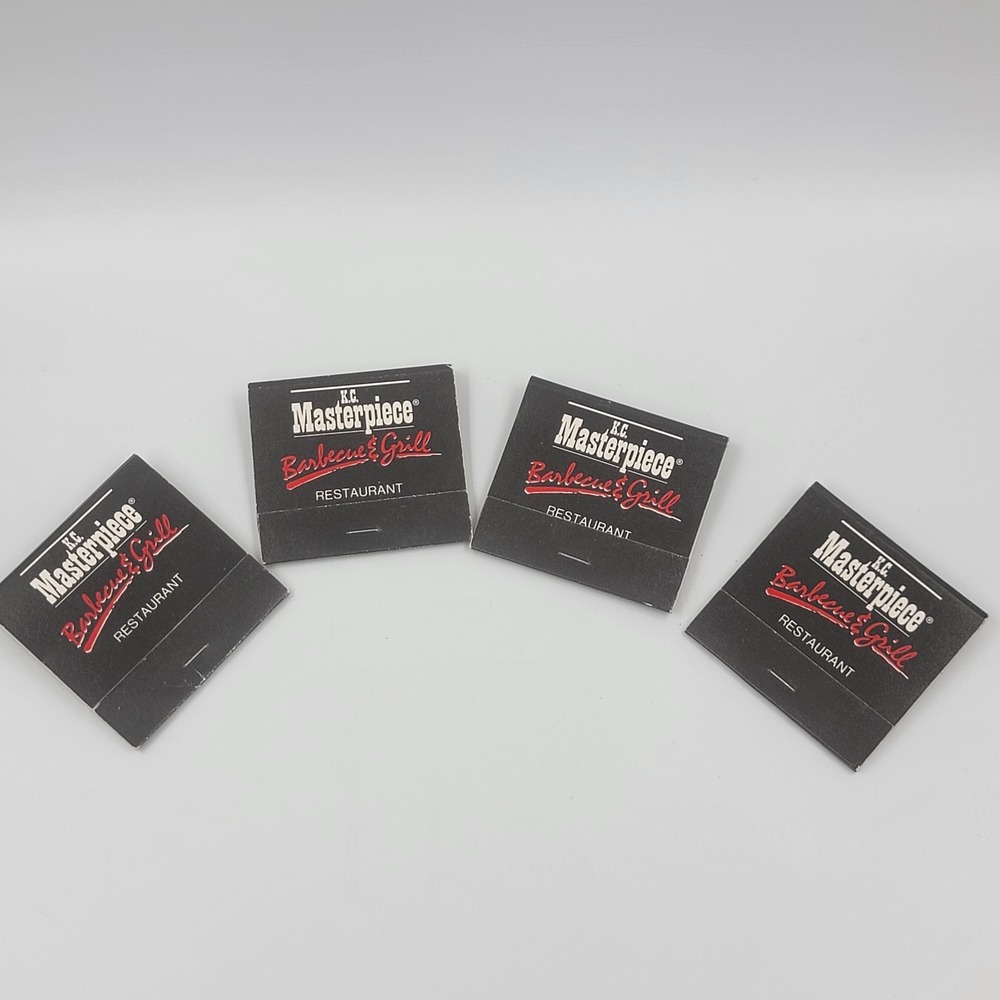 Vtg 90s 4 KC Matchbooks Masterpiece Barbecue & Grill Overland Park Creve Coeurv